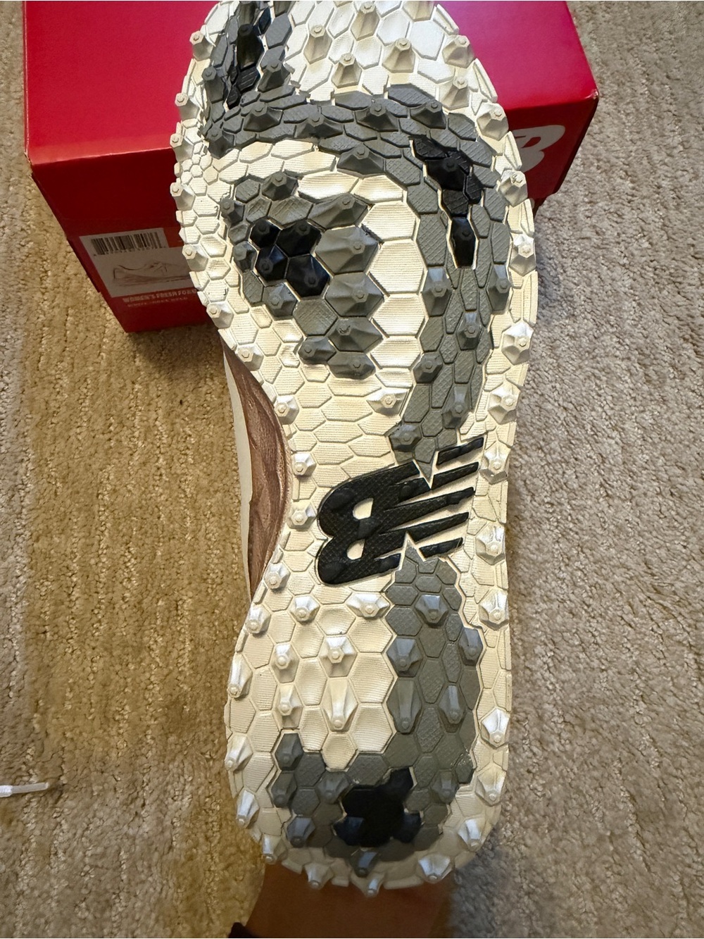 New Balance Women’s White and Rose Gold Athletic Sneakers - golf shoes - Picture 7 of 8